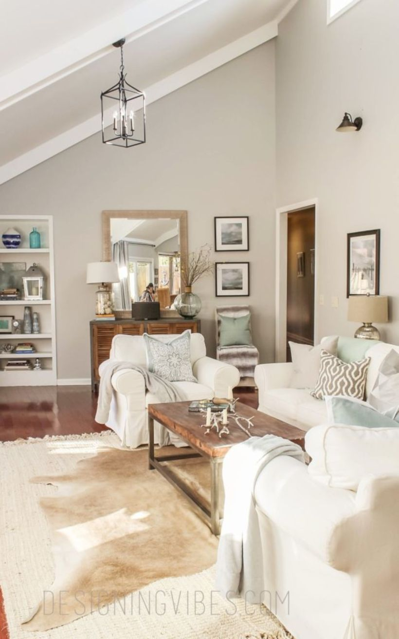 Adorable and cozy neutral living room design ideas 06
