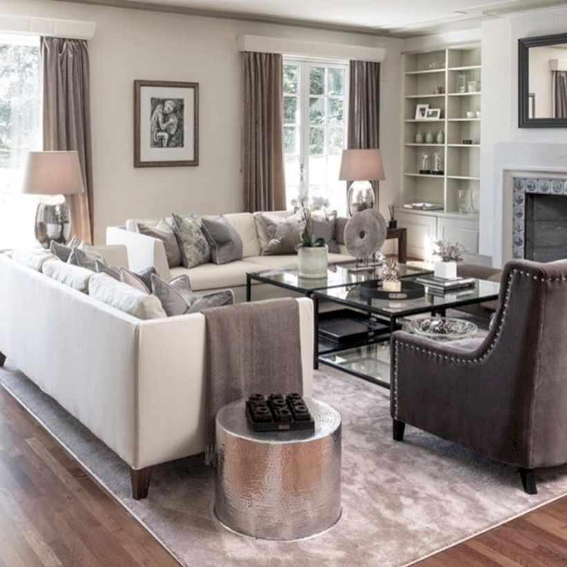 Adorable and cozy neutral living room design ideas 21