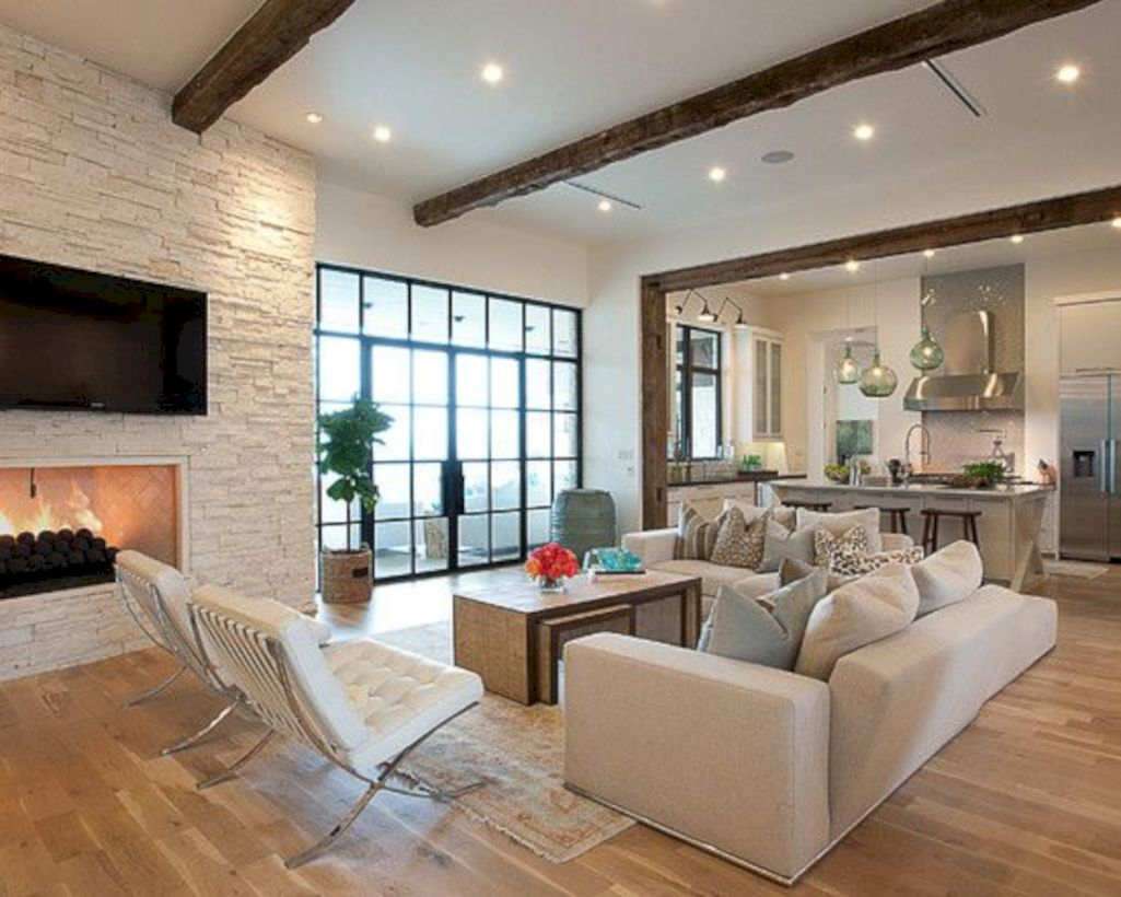 Adorable and cozy neutral living room design ideas 24