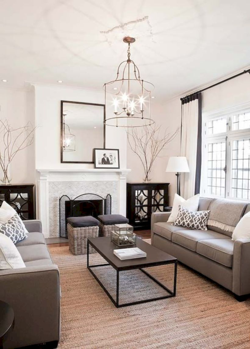 Adorable and cozy neutral living room design ideas 25