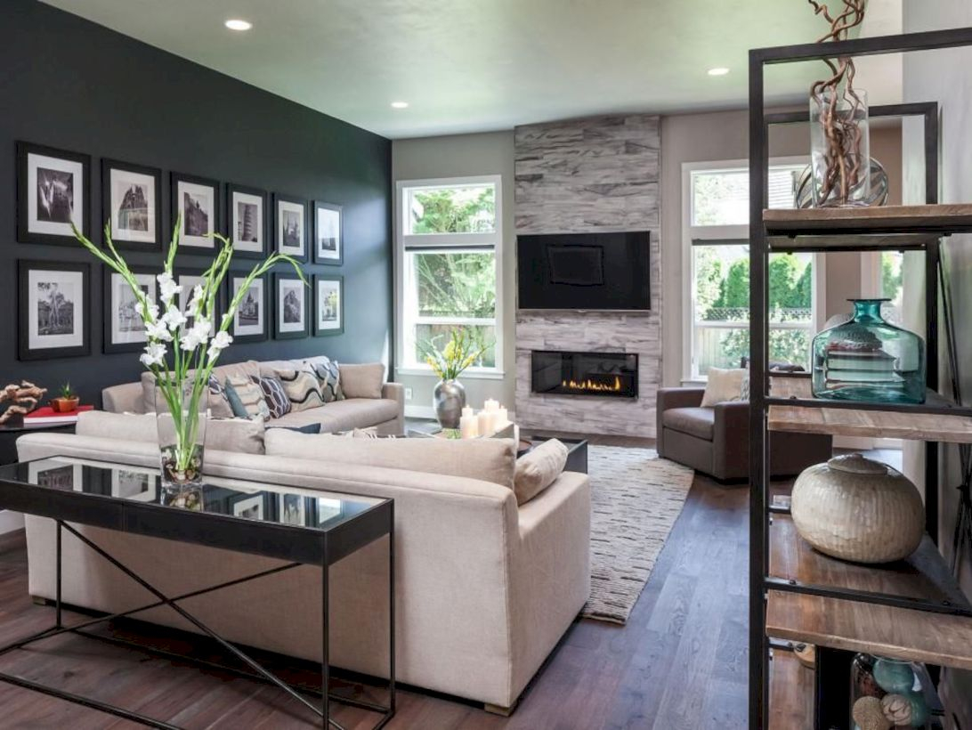 Adorable and cozy neutral living room design ideas 27