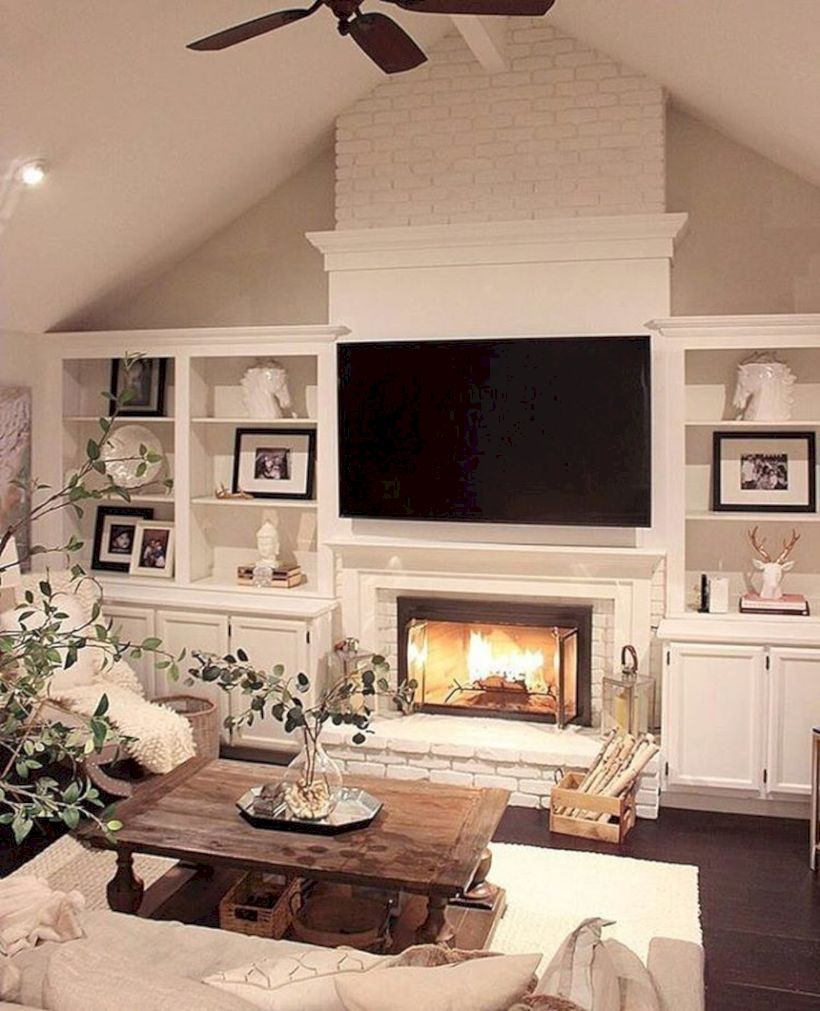 Adorable and cozy neutral living room design ideas 28