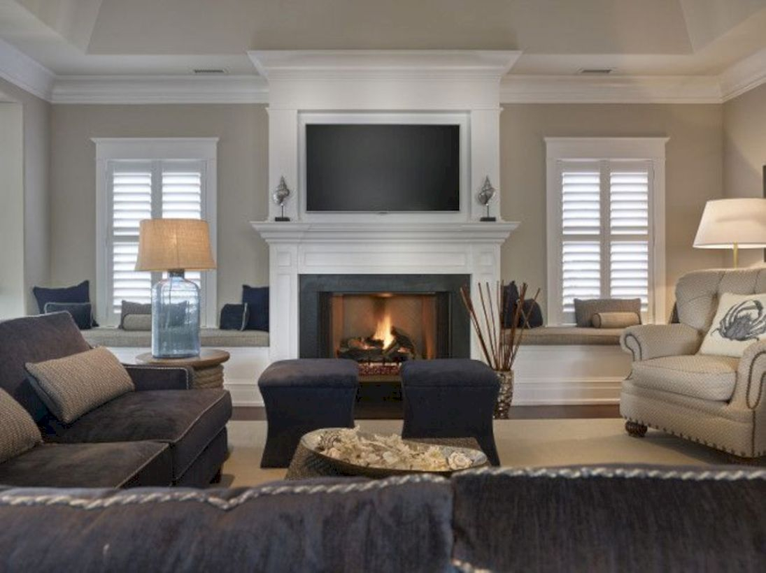 Adorable and cozy neutral living room design ideas 33