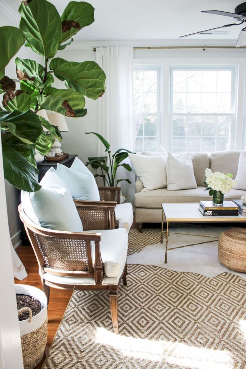 Adorable and cozy neutral living room design ideas 34