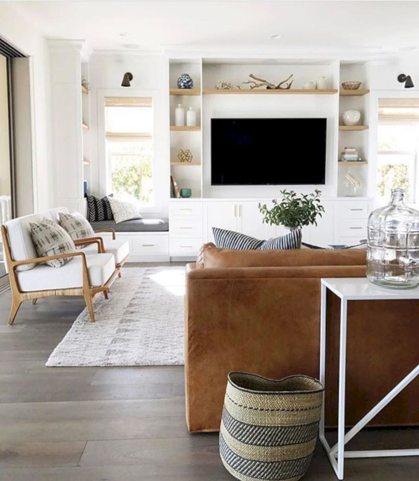Adorable and cozy neutral living room design ideas 39