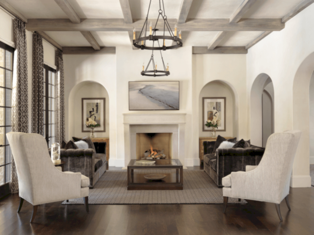 Adorable and cozy neutral living room design ideas 43