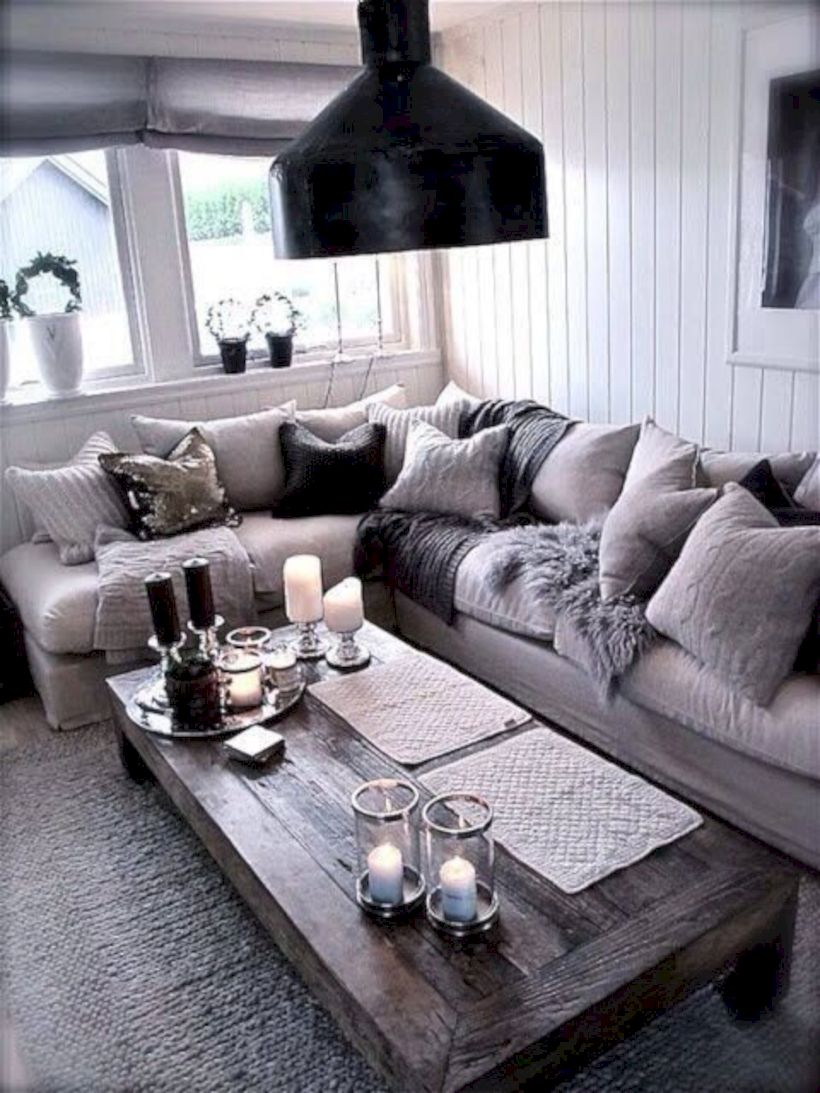 Adorable and cozy neutral living room design ideas 47