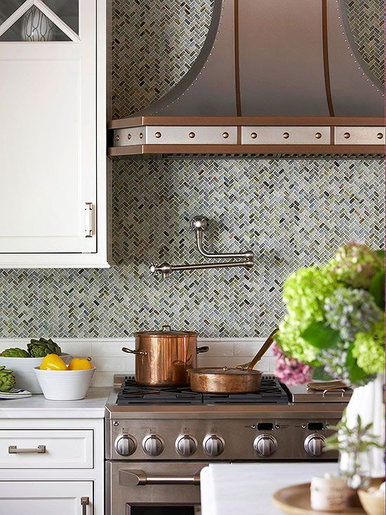 Modern herringbone pattern to give unique elements to your kitchen 01