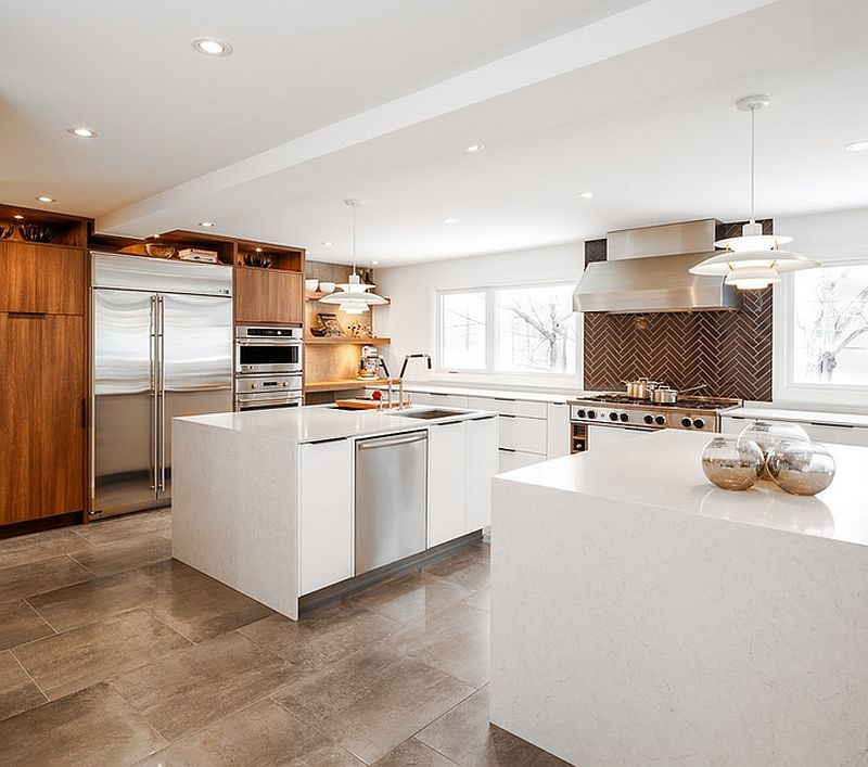 Modern herringbone pattern to give unique elements to your kitchen 43