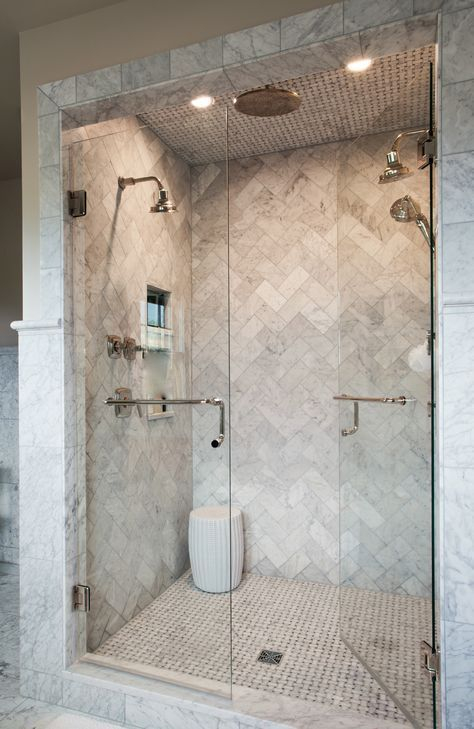 48 Stunning Herringbone Patterns For Your Bathroom Wall ~ Matchness.com