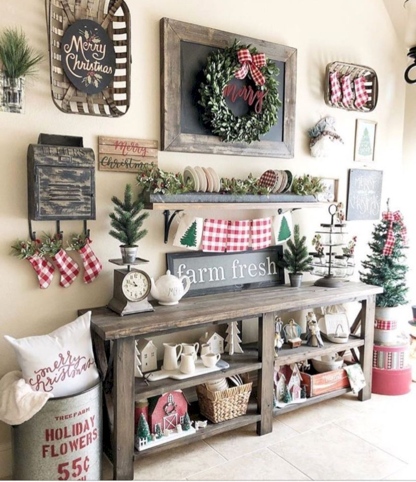 Adorable farmhouse christmas decor ideas 11