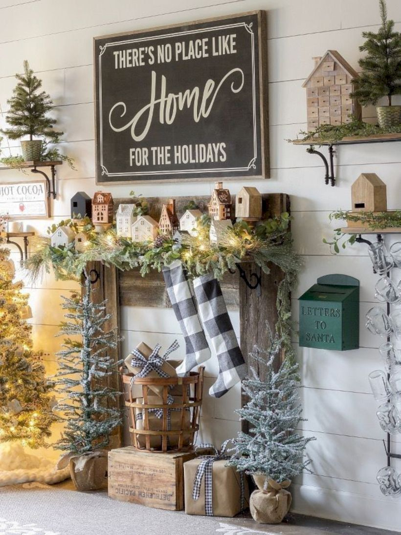 Adorable farmhouse christmas decor ideas 16
