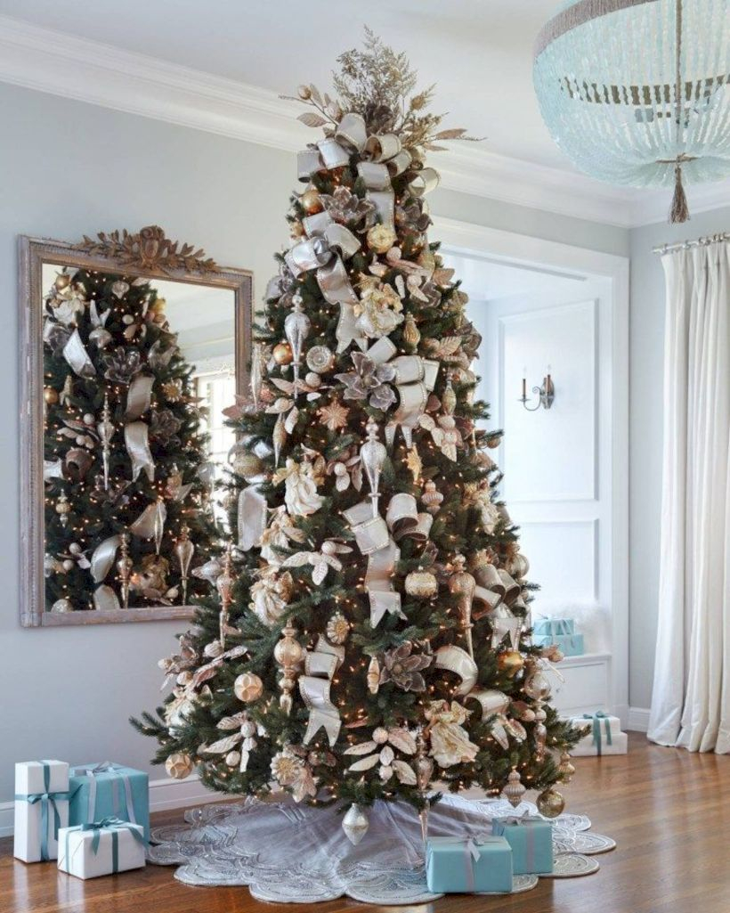 Awesome silver and white christmas tree decorating ideas 27