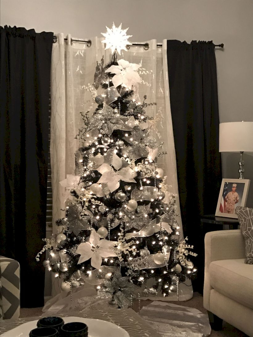 Awesome silver and white christmas tree decorating ideas 35