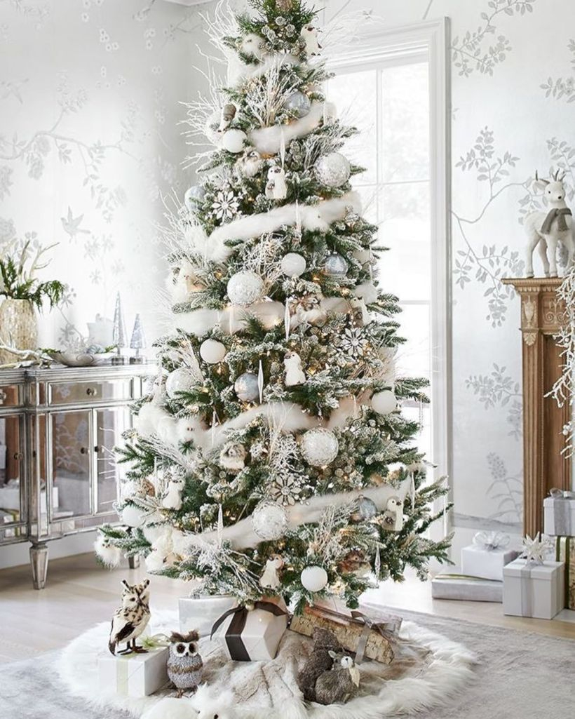 Awesome silver and white christmas tree decorating ideas 40