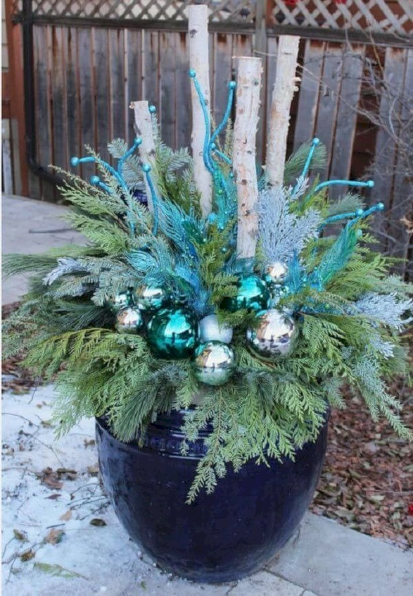 Colorful winter planters for your outdoor decorations 32