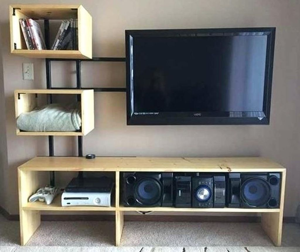 Modern tv stand design ideas for small living room 35