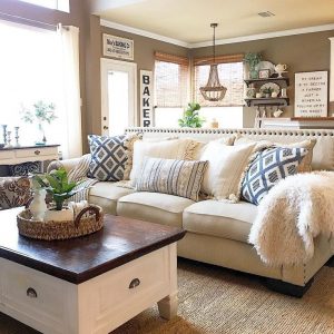 Awesome country farmhouse decor living room ideas 37