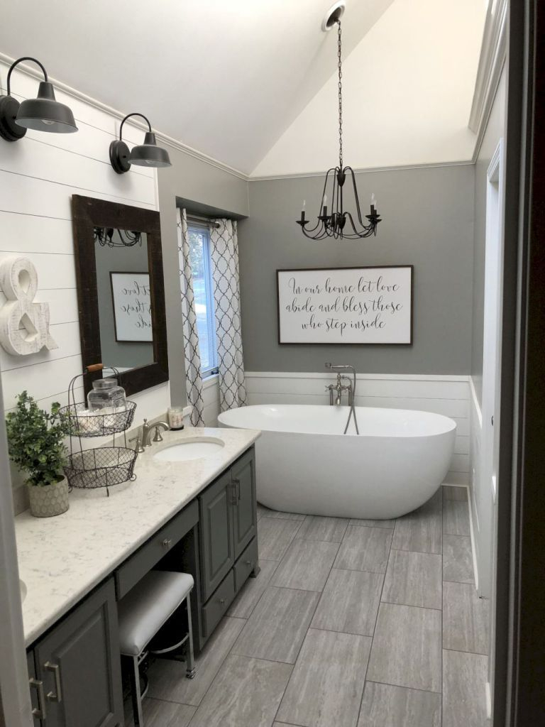 Cozy master bathroom decor ideas 43