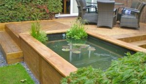 Design a fish pond garden with a waterfall concept 02