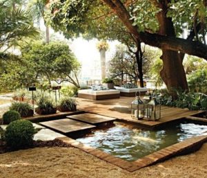 Design a fish pond garden with a waterfall concept 15