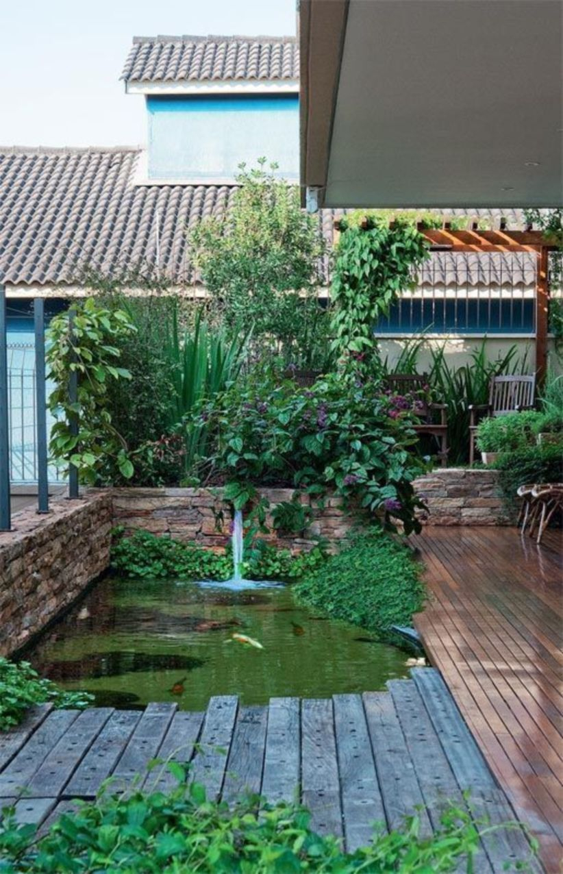 Design a fish pond garden with a waterfall concept 23