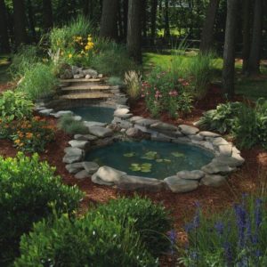 Design a fish pond garden with a waterfall concept 36