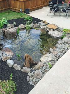 Design a fish pond garden with a waterfall concept 43