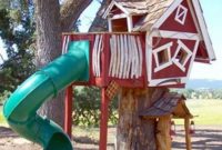 Backyard design ideas with children's slides 03