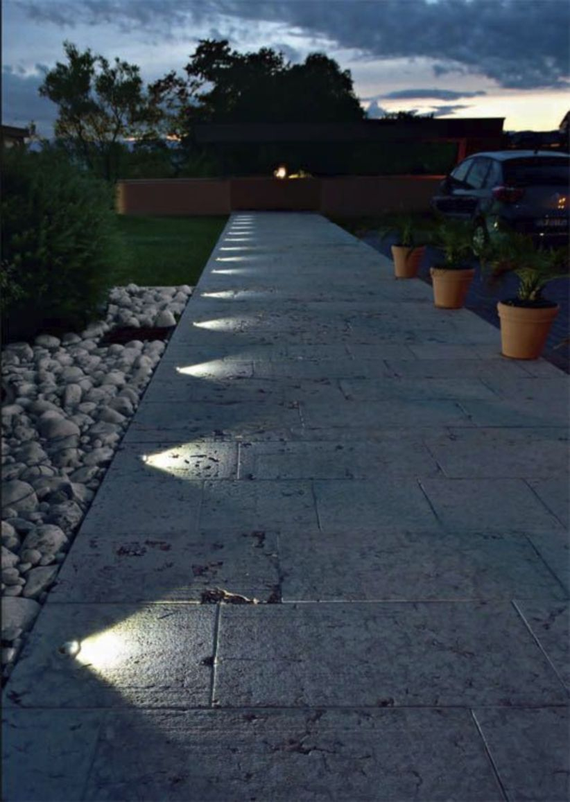 Front yard exterior design with beautiful garden lights 03