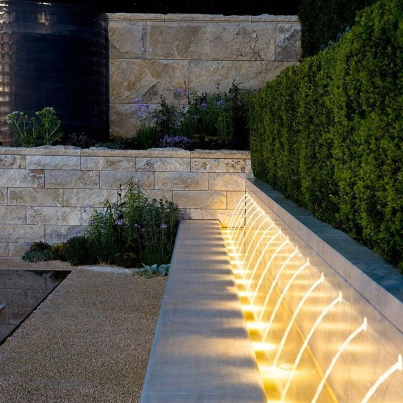 Front yard exterior design with beautiful garden lights 04