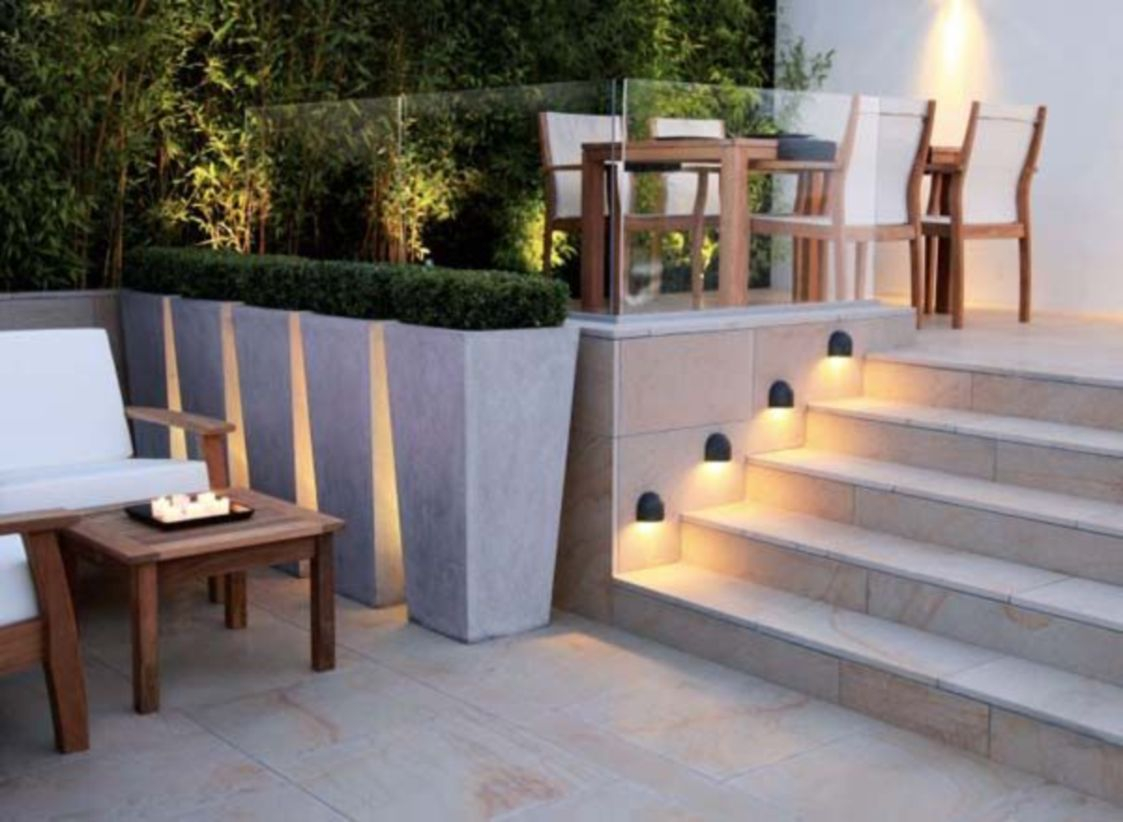 Front yard exterior design with beautiful garden lights 09