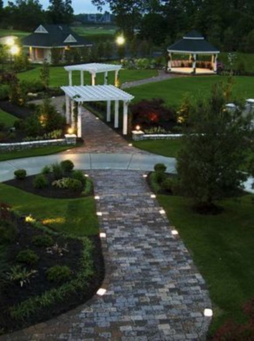 Front yard exterior design with beautiful garden lights 12