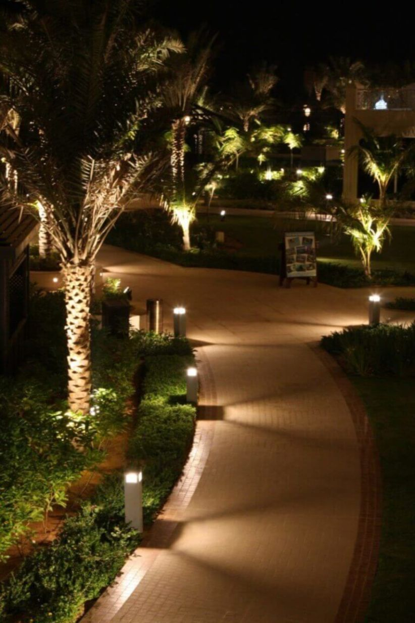 Front yard exterior design with beautiful garden lights 13