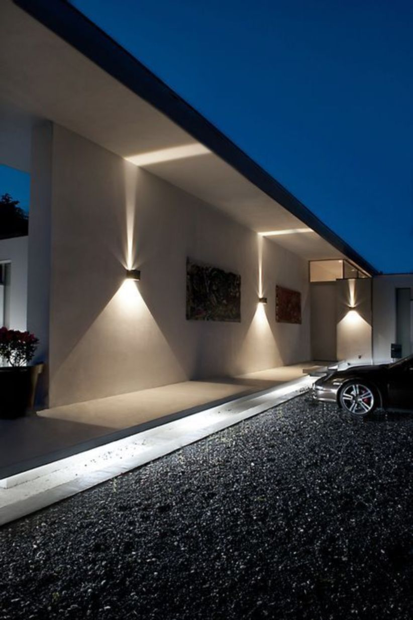 Front yard exterior design with beautiful garden lights 16