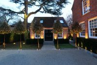 Front yard exterior design with beautiful garden lights 19