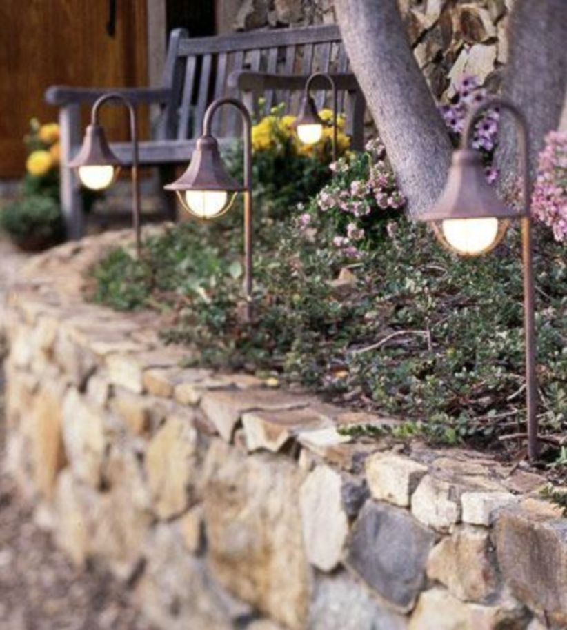 Front yard exterior design with beautiful garden lights 22