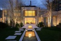Front yard exterior design with beautiful garden lights 33