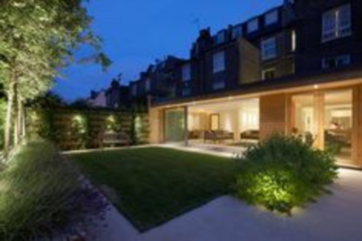 Front yard exterior design with beautiful garden lights 35