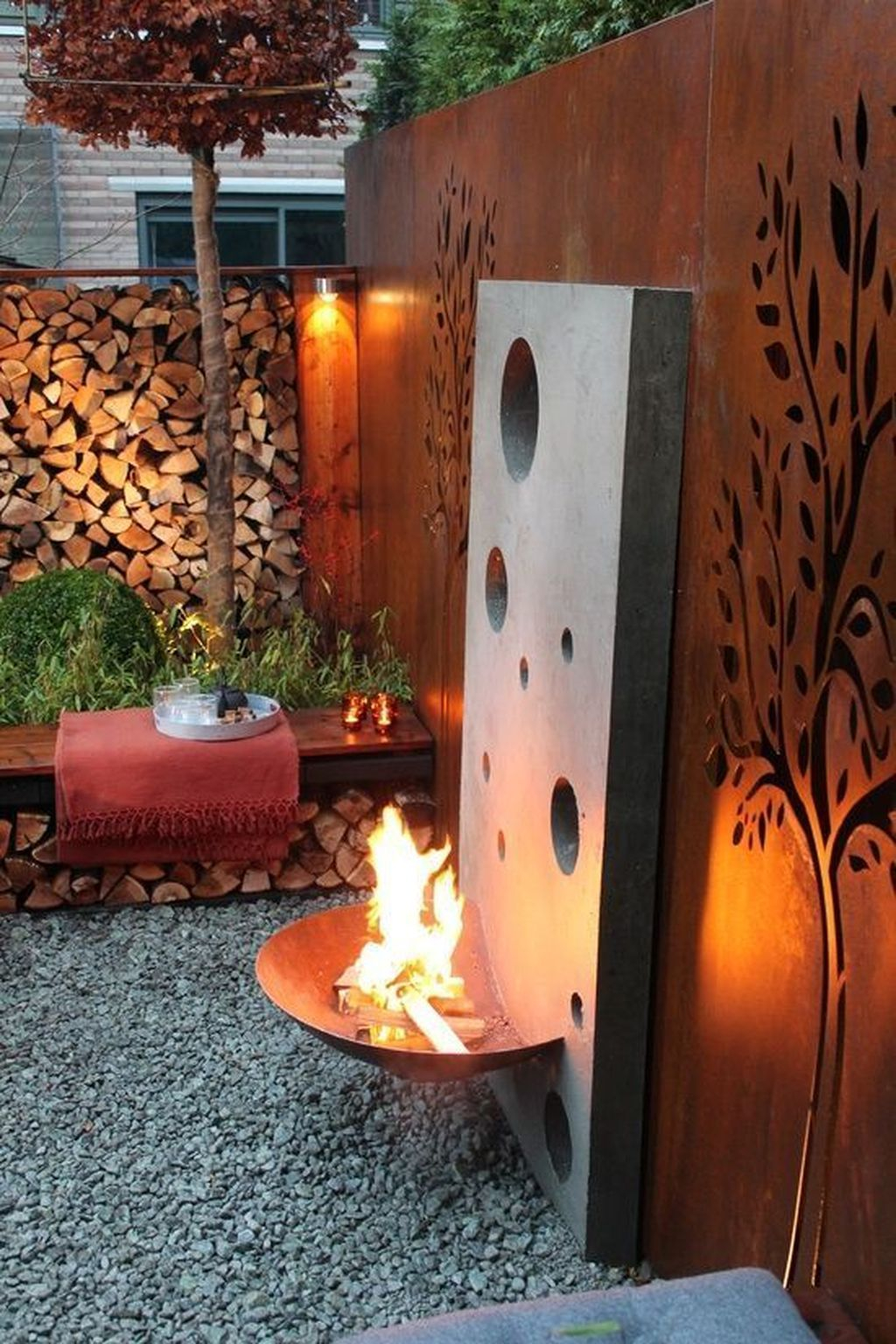 Front yard exterior design with beautiful garden lights 39