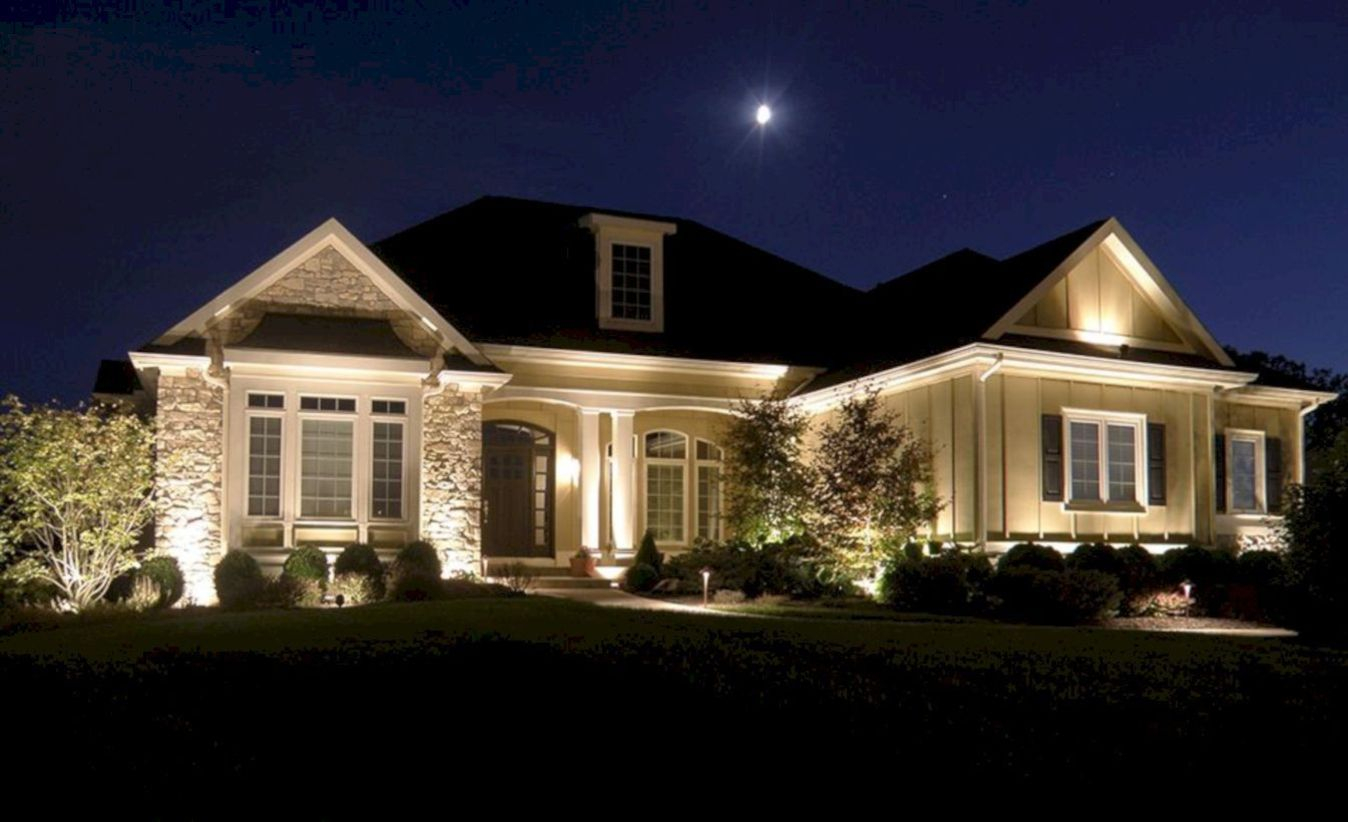 Front yard exterior design with beautiful garden lights 41