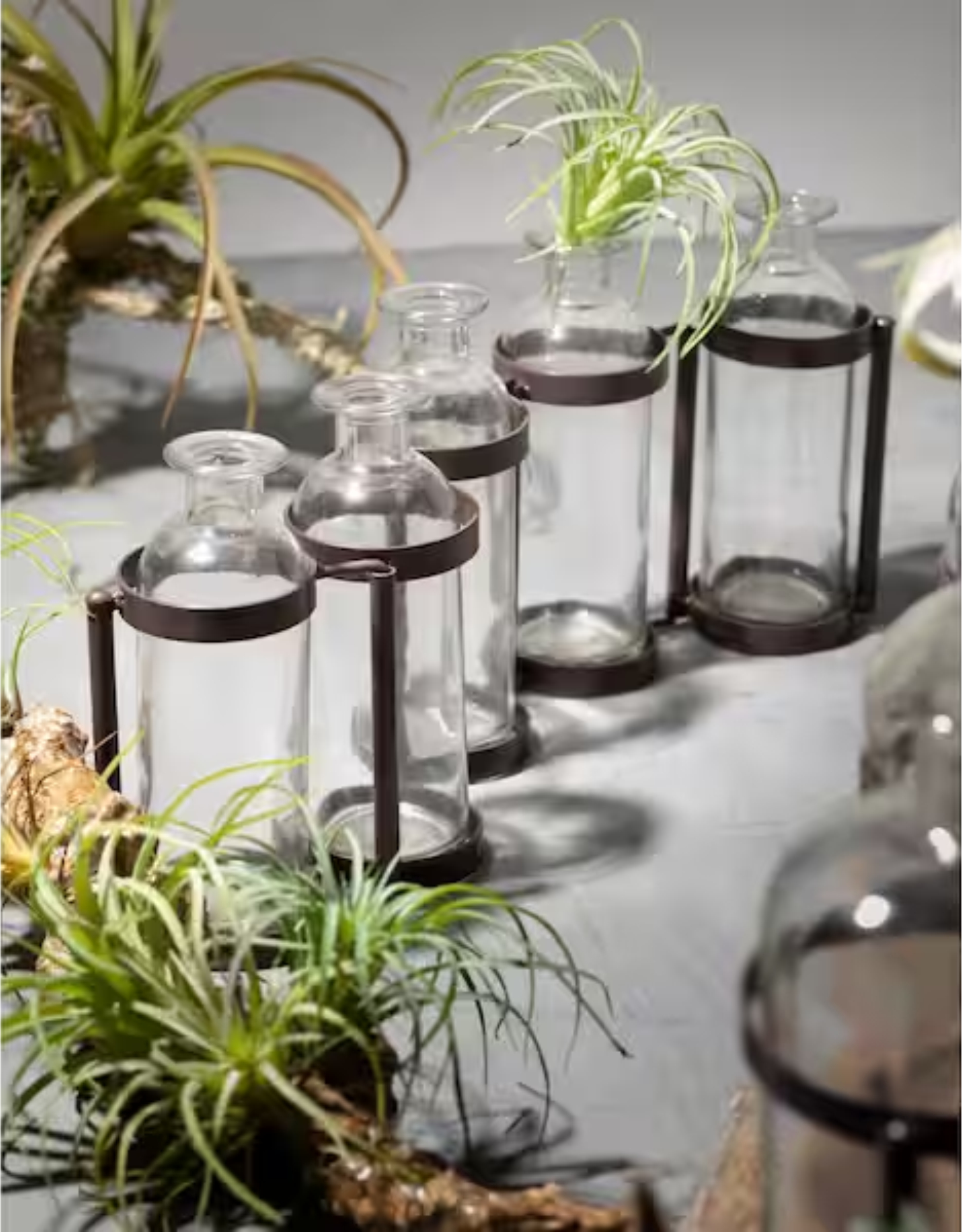 Clear glass five bottle vase set