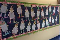 Creative elves made by students with message for christmas on the notice board