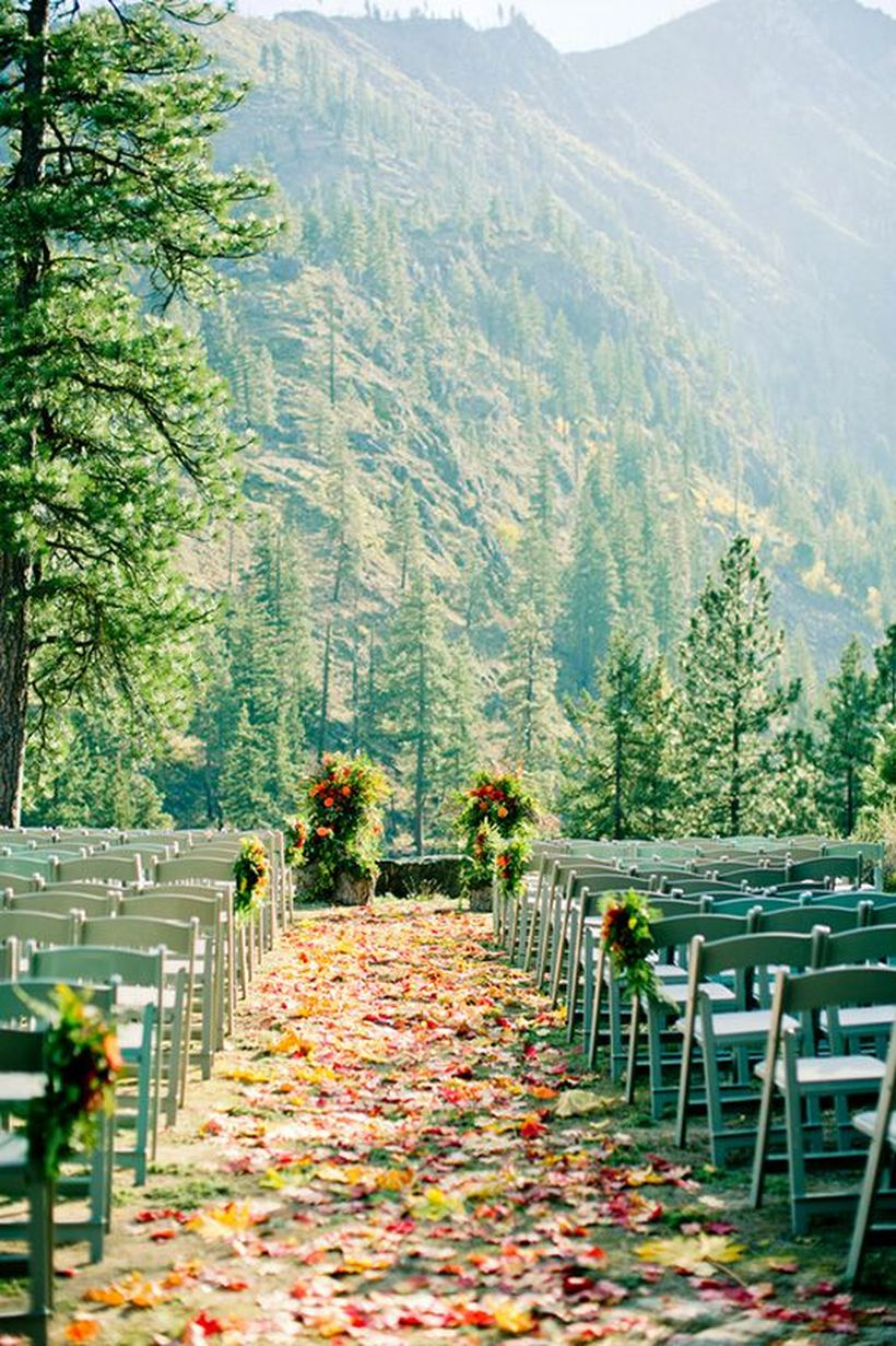 An incredible outdoor venue for fall wedding with weddings under pine trees are the perfect way to exchange vows on a beautiful mountain slope.