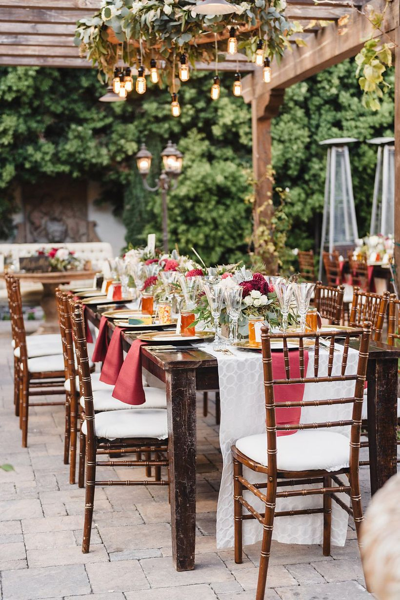 An interesting outdoor venue for fall wedding with romance of the fall season will be apparent in the outdoor courtyard which features white paper lanterns and mini-string lights.