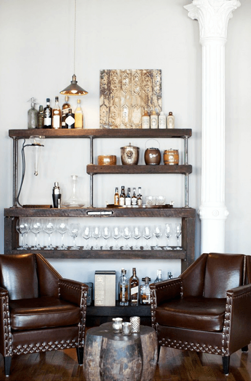 Barware on a cart bar