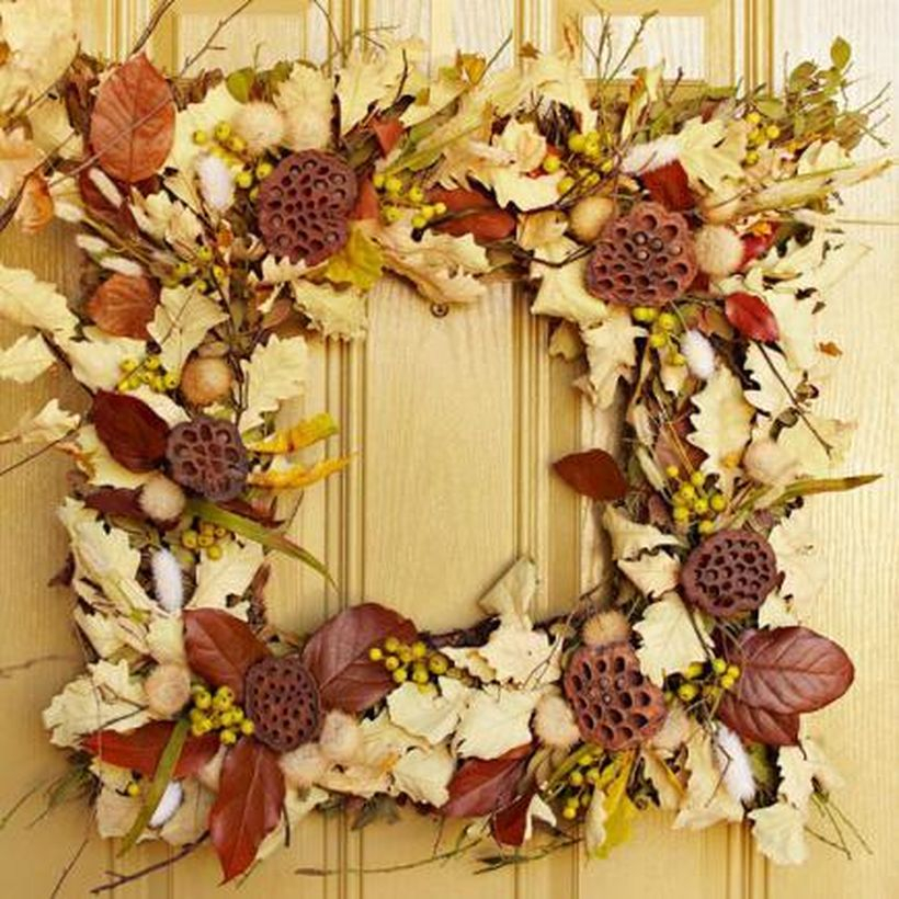 Beautiful dry leaves wreaths nature's artistry with white leaves dan brown leaves