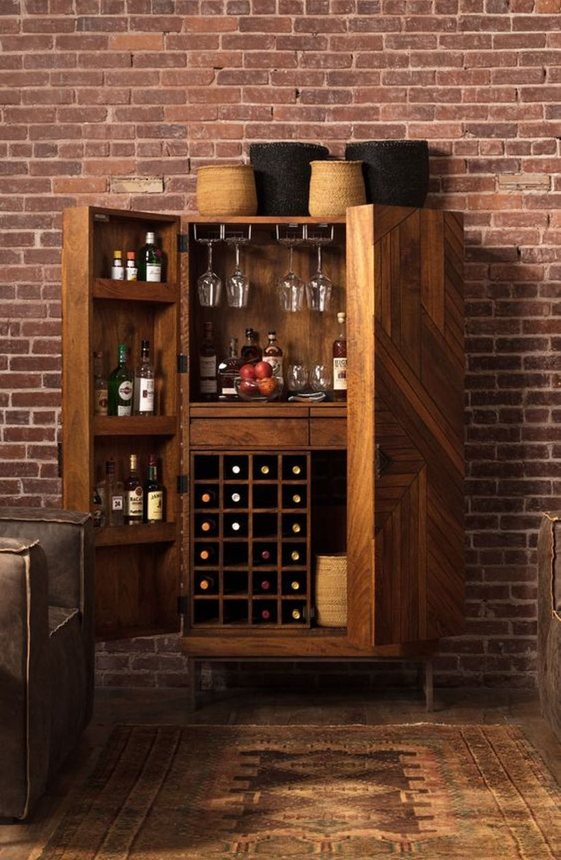 Cheverny metal inlay bar cabinet
