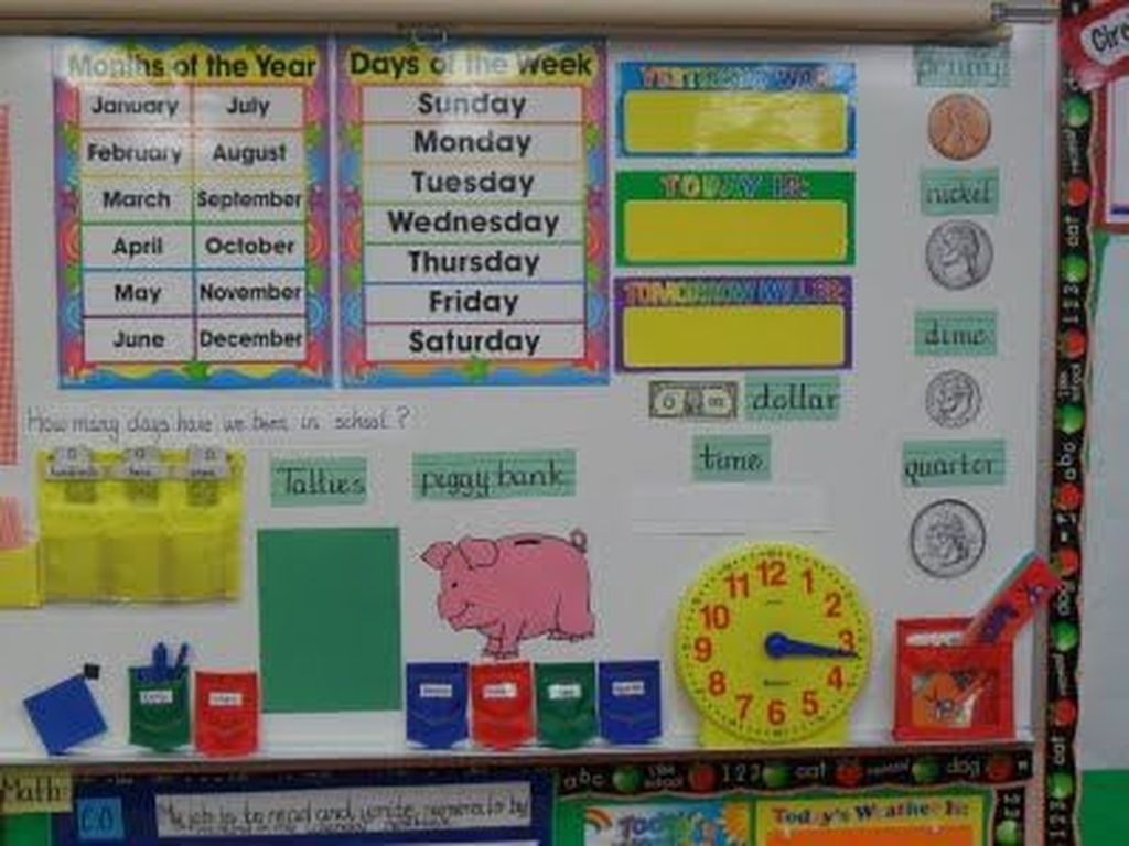 Classroom board design with small clock design