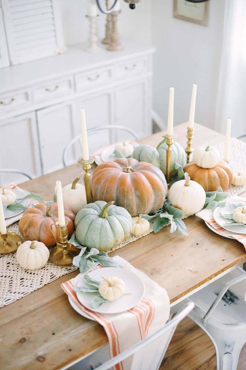 Dining table fall centerpiece.